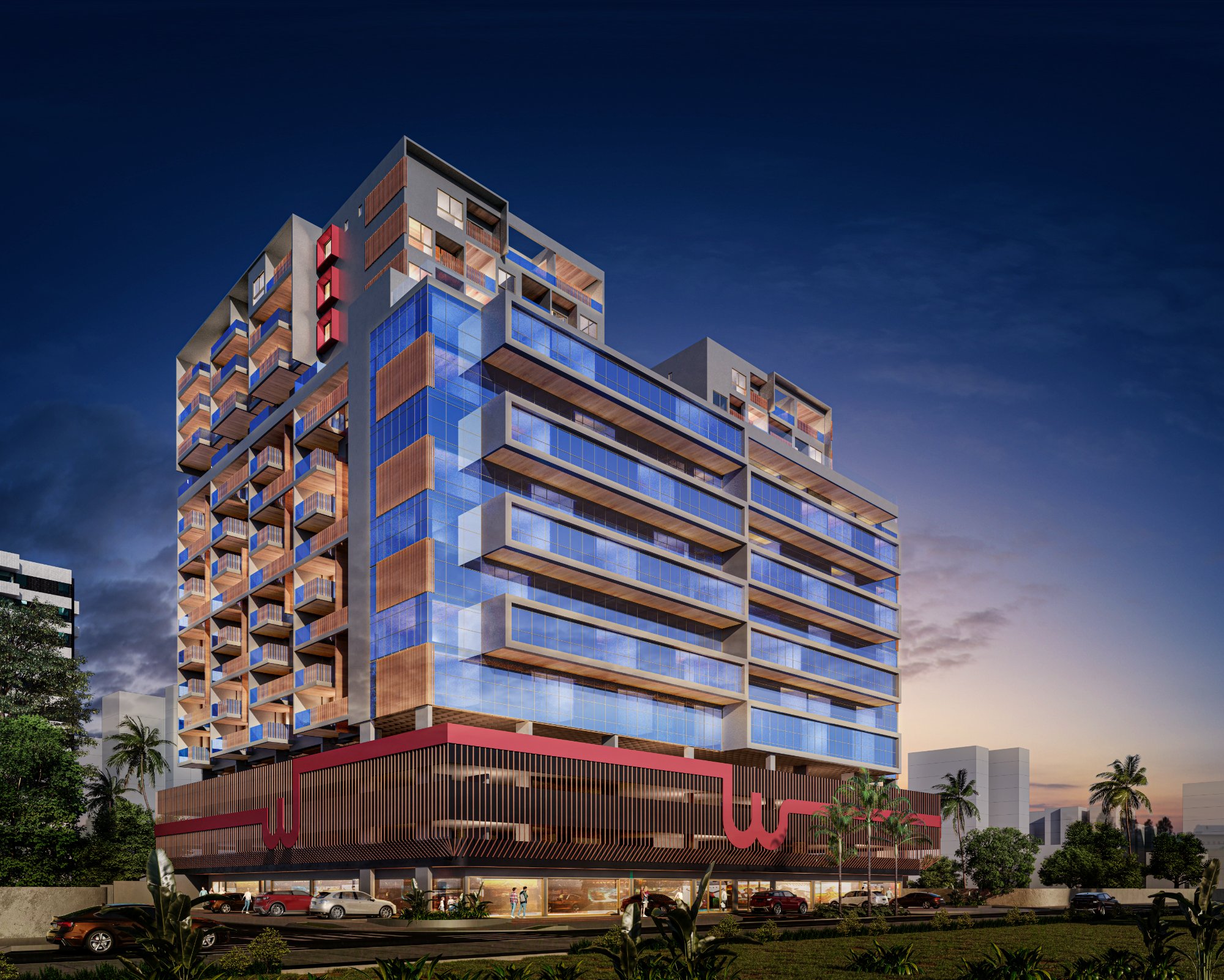 Delman Three Towers — Perspectiva da fachada